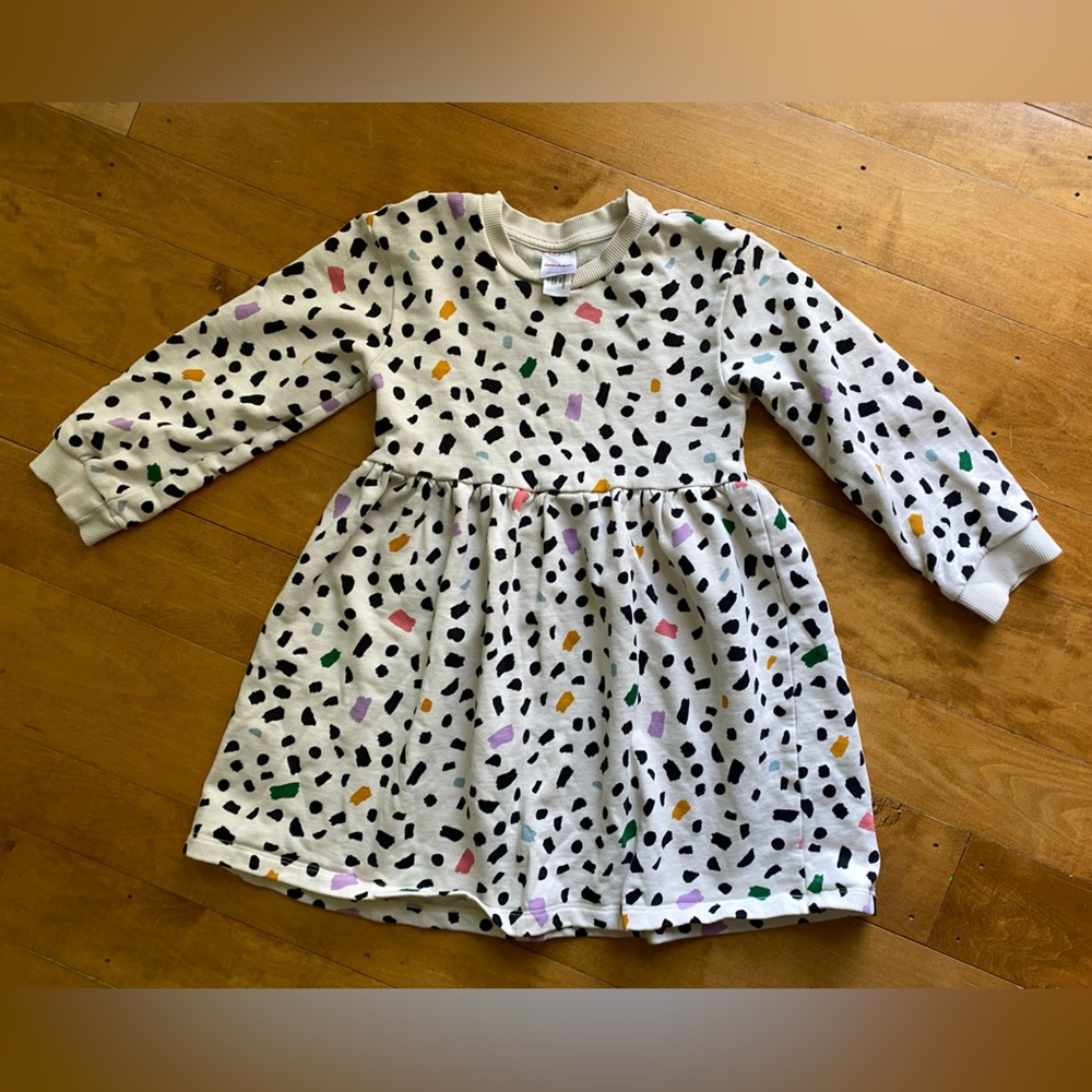Hanna Andersson Sweatshirt Dress girl size 6-7 Bright Mini Spot